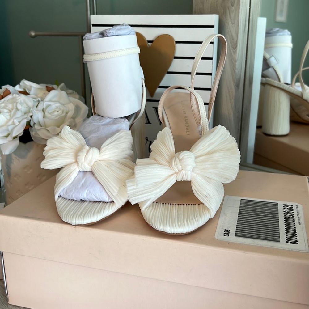 Loeffler Randall Cream Bow Slingback Sandals